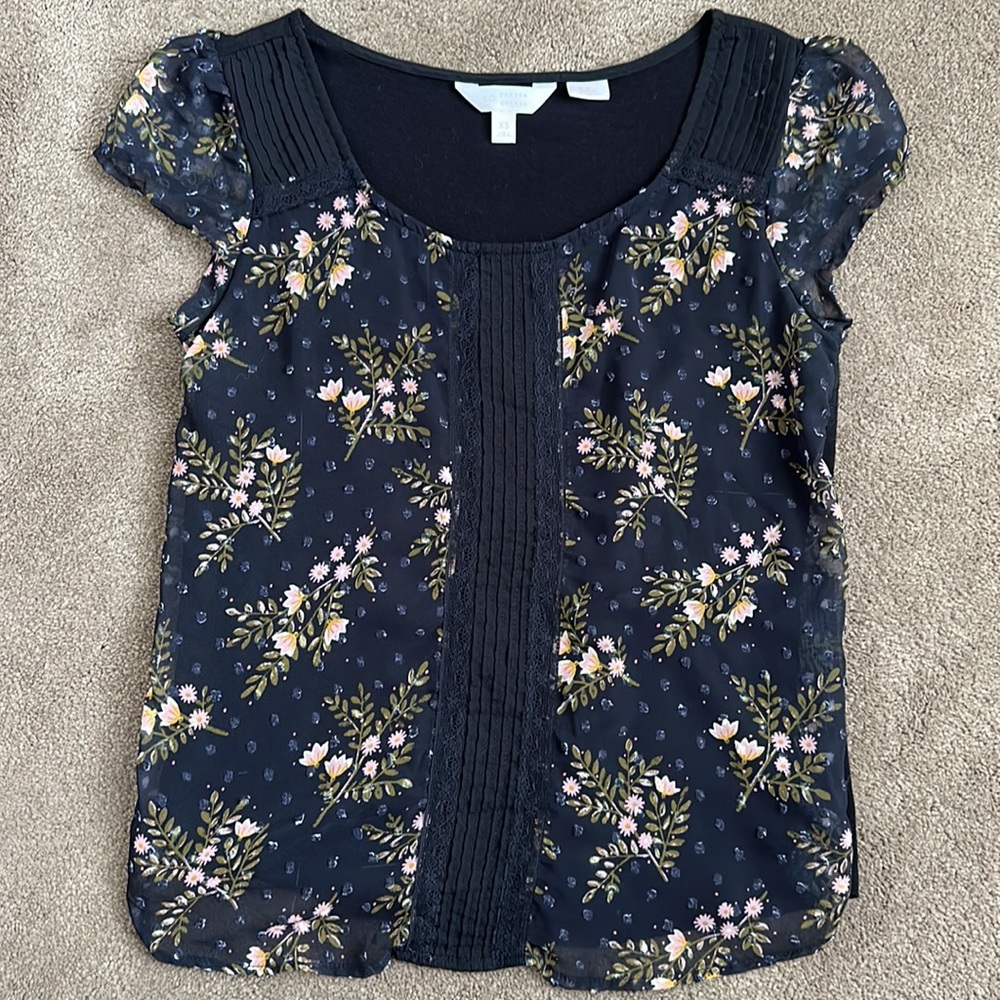 Lauren Conrad capped sheer sleeved scoop neck pullover blouse - Picture 5 of 9